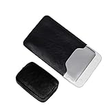 Housse Portable Bandoulière PU Boucle Magnétique Diagonale Sac Pochette Ordinateur Portable Bloc d'alimentation Optionnel Ensemble Noir 14.1