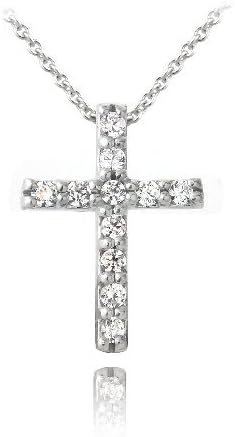Zirconia Ice Sterling Silver Cross Necklace, Made with Swarovski Zirconia