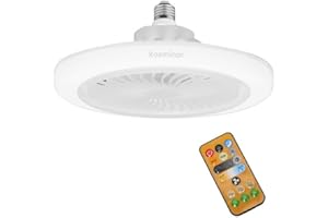 XOEMINOR Ventilateur de Plafond avec Lumière et Telecommande, LED Ventilateur Dimmable Plafonnier avec 30W E27 Lampe Intégrée, 3 Couleur Claire, 3 Vitesses, Minuterie, pour Chambre à Coucher, Dortoir, Bureau