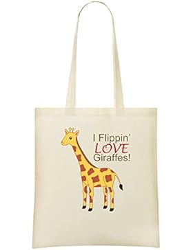 I Flippin Love Giraffes Slogan Kundenspezifische bedruckte Einkaufstasche - 100% weiche Baumwolle - umweltfreundliche...