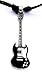 Produktbild GIBSON SG Style Gitarre Schwarz, Zinn Anhänger Auf Schnur Halskette Musik Geschenk
