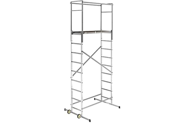Echafaudage roulant d'escalier intérieur et extérieur 2,5m/4,5m en aluminium Hailo HobbyStep H5