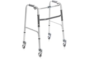 ANTEAMED Deambulatore pieghevole, regolabile in altezza con 4 ruote piroettanti