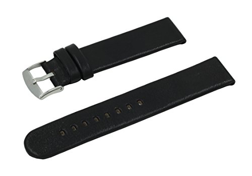 22 mm schwarzes Slimeline Kalbsleder Uhrarmband mit natuerlicher Maserung und mit polierter Edelstahl-Schliesse 22 mm schwarzes Slimeline Kalbsleder Uhrarmband mit natuerlicher Maserung und mit polierter Edelstahl-Schliesse