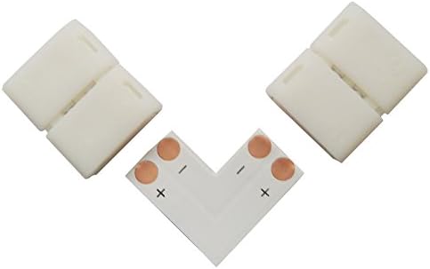 LED Strip Connector L Shape Quick Splitter Right Angle Corner Clips for 2 Pin 8mm Width 2835 3528 LED Strip Lights(10pcs Clips + 5pcs PCB)