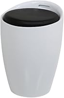 AC Design Furniture 43624 Amalie Tabouret Assise imitation cuir Noir avec espace de rangement et poign&eacute;e Blanc environ 35,5 x 51 cm