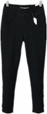 Wgwioo Women'S Jeans Skinny Ripped Distressed Pants Slim Pocket Classic Long Button Loose Solid Color Casual . Black . 42