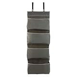  Premier Housewares Organizador colgante para puerta de 4 bolsillos, poliéster, Gris/Verde, 10 x 34 x 90 cm