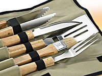 Rosenstein & Söhne Hochwertiges Grillbesteck, 5-teilig mit Tasche - 4