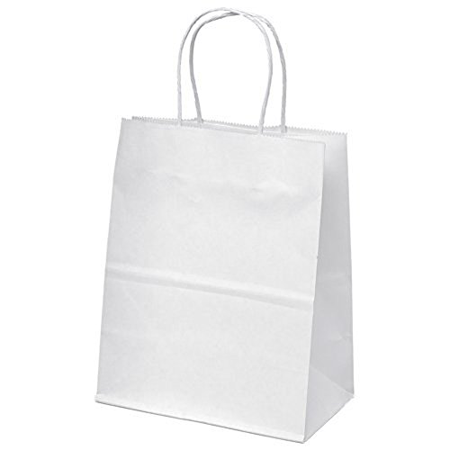 lansue '15,2 cm x3.2 x8.5 50 pz Bianco in Carta Kraft Party Bags Gift Bags Shopping Merchandise Bags Retail Bags, Small