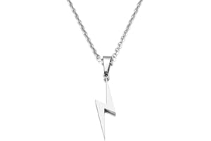 BlackAmazement Collana in acciaio inossidabile 316L con ciondolo a forma di flash, luce flash a forma di flash, oro rosa, argento, da uomo e da