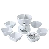 Perfect chocolate Fondue Set - incluyendo 4.7 "dos compartimentos Pot, (3.4" dipping cuenco y 6 piezas tenedor 3.5 ", maravilloso tiempo de ocio.