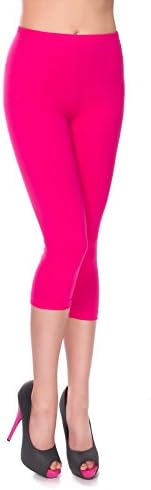 Cropped Leggings for Women 3/4 Length Trousers Elastic Mid Waisted Casual Cotton Stretchy Pants Ladies Running Gym Fitness Plus Size 8-28 UK