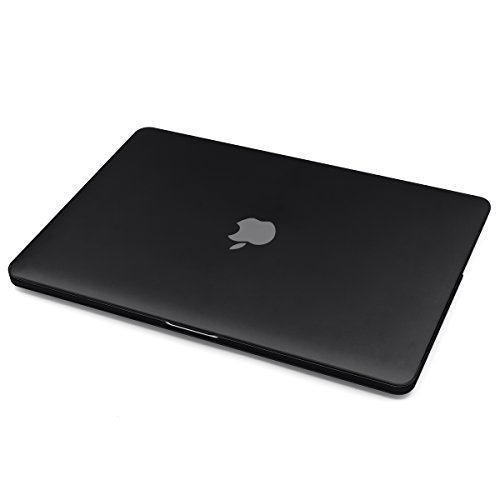 LENTION Matte Hartschale für MacBook Pro (Retina, 15″, Mitte 2012 zu Mitte 2015) Modell-A1398, LENTION Durchsichtige Plastikabdeckung & Schale für Mac Book Laptop, matte Hülle mit Gummifüßen, mit Anti-Staub Port Stecker – Transparent Schwarz - 3
