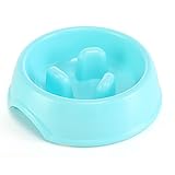Color: rosa, azul, verde Pet Online Perro y gato crónicos antideslizantes del alimentador del tazón de fuente del animal doméstico, 15.5 * 18 * 5CM, azul