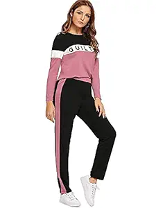 Ellevena Womens Solid Stripes Track Suit | Womens Tiger Striped Tracksuit Top & Leggings Pants Outfit Set for Girls Womens Yoga Track Pants,Joggers, Gym, Active Lower Wear (M, Peach)