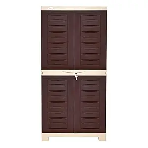 Supreme Fusion Multi Purpose Plastic Cupboard for Home (Medium Size, Globus Brown & Dark Beige)