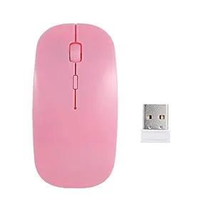 Tooarts 2.4G Wireless Mouse Portable Ultra-Thin Mute Mouse 4 Keys Wireless Optical Mouse 1600DPI for Desktop Computer Laptop Pink