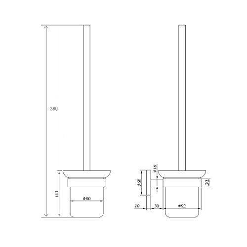 Finether Toilettenbürstenhalter Klobürstenhalter WC-Bürstengarnitur aus Edelstahl gebürstet rostfrei WC-Garnitur Toilettenbürste Klobürste WC-Bürste Wandmontage - 7