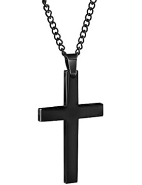 [Weihnachtsgeschenke für Männer]Bliqniq Edelstahl Kreuz Kette Herren Silber Schwarz Gold Rosegold Kreuzanhänger...