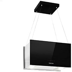 Klarstein Kronleuchter L Black Edition - Hotte aspirante îlot, 60 cm, 590 m³/h aspiration, Tactile LED, Filtre à graisse en aluminium lavable, Noir