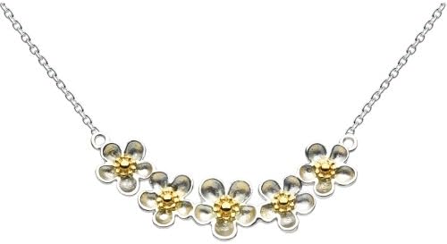 Kit Heath Womens Sterling Silver and 18ct Plated Gold Wood Rose Garland Necklace 90307GD, 18"