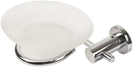 Chrome Round Soap Dish Holder Wall Mounted Bathroom Accessory Frosted Glass