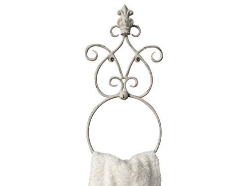 Handtuchhalter Handtuchring Metall antik- weiß im Shabby- Chic- Stil Krone Bad WC