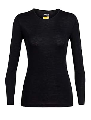 Icebreaker 175 Everyday LS Crewe Base Layer Femme, Black, FR : M (Taille Fabricant : M)