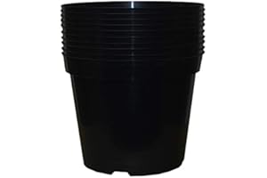 Muddy Hands Pack of 10 Black Plastic Plant Pots Outdoor Garden Round Nursery Herb Flower Planters (10 Litre)