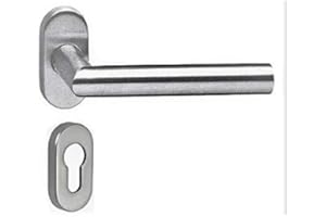 Paire de Poignées de Porte KLOSE besser "Angle Vif " sur rosaces ovales + Paire rosaces pour cylindres