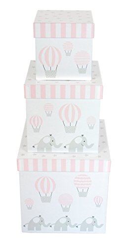 Preisvergleich Produktbild JaBaDaBaDo Aufbewahrungsboxen "Elefant blau oder rosas 3er Set" Universalkisten Aufbewahrungskiste Universalbox Stapelboxen Pastell (Rosa)
