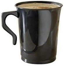 8oz Polypropylene Coffee Mugs, Black, Pack of 30 - Yoshi