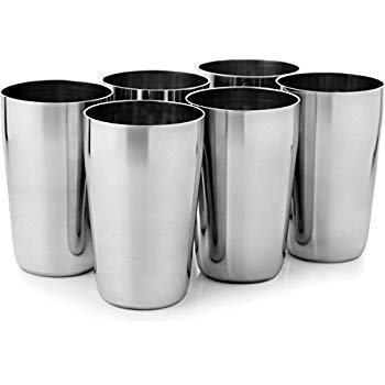 Steels Stainless Serving Glasses - Multi Purpose - Unbreakable Water Drinking Glass - Medium Size Set of 30