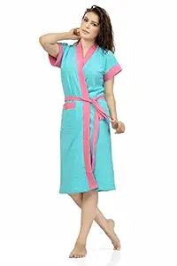 Be You Fashion Double Shaded Blue-Pink Cotton Bathrobe