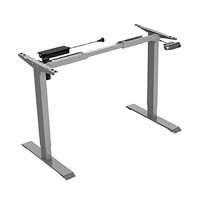 FLEXISPOT E1S Bureau Réglable Electrique en Hauteur Bureau Debout Cadre Seul à 2 Etages avec Moteur Unique, Cadre en Acier avec Un Clavier Smart pour Mémoire Automatique (Gris)