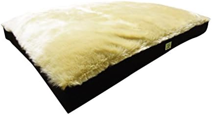 WET NOSE® - LARGE-sized LUXURY mattress shaped dog bed in DEEP PILE SUPER SOFT FAUX FUR. Unique luxury deep fill channelled fibre filling to prevent shape loss. Size 44" x 35" x 7" thick. Size suitable for labrador, boxer or similar. Made in Britain.