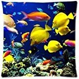 CBOutletArt Real Tropical Fishes Swim in the Deep Ocean Cotton Linen Decorative Throw Pillow Case Cushion Cover 18*18 Inch a:62