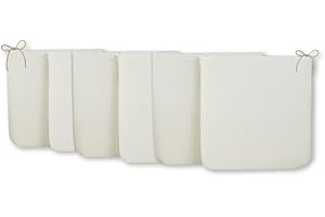 CHELY INTERMARKET Cojines de sillas 40x40x3cm Blanco Set de 6 unds para Cocina, Salon y terraza