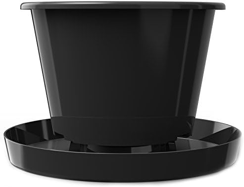 TwistPot Lift &amp; Twist Pot with Tray Saucer Feet Stand Large Home Garden Outdoor Indoor Flower Vegetable Herb Plastic Plant Planter 15L 33cm Black (1)