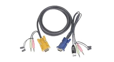 IOGEAR 10 'micro-lite ™ Bonded All-in-One USB KVM Kabel 3 m KVM KABEL – KVM Kabel (3 m, 1 x HDB15, 2 x 3,5 mm, 1 x USB, 1 x HDB15, 2 x 3,5 mm)