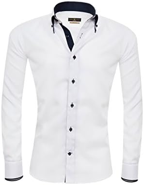 Giorgio Capone premium shirt, button-down shirt, placket, button holes and cuff borders in blue, 100% cotton, "non-iron", slim &amp; regular fit (L Slim/Normal)