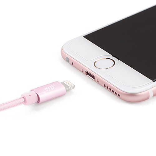 Wkae® [Apple-MFi Certified] 1M Metall geflochtenes Blitz zum USB-Kabel Lade- und Data Sync-Kabel 8-Pin-kompatibel f¨¹r iPhone 6/6 Plus / 5 / 5C / 5S, iPad Air, iPad 4. Generation, iPad Mini / Mini Retina, iPod Touch 5. Generation und iPod Nano 7(Pink) - 6