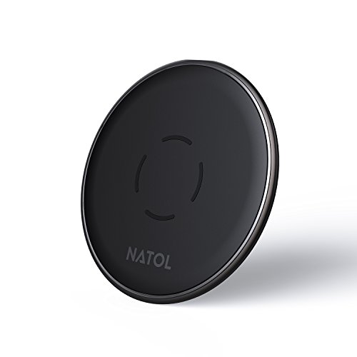 NATOL Cargador Inalámbrico Rápido, Wireless Charger Qi 10W para iPhone X / 8 / 8 Plus, Samsung Galaxy S9 Plus/S9/S8/Note 8 y Otros Dispositivos Compatibles con Qi (Cable Micro USB incluido)