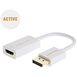 Active DP to HDMI, CableCreation DisplayPort to HDMI Adapter, Support 4K x 2K &amp; 3D Audio/Video, (Eyefinity Multi-Screen), White