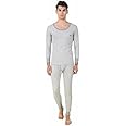 HAP Kings Men Quilted Thermal Set: Round Neck Top + Trouser Light Grey