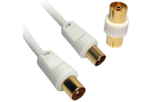 Guilty Gadgets - 10M Metre Male to Male RF TV Aerial Lead Cable Coaxial Extension Female Digital with Coupler