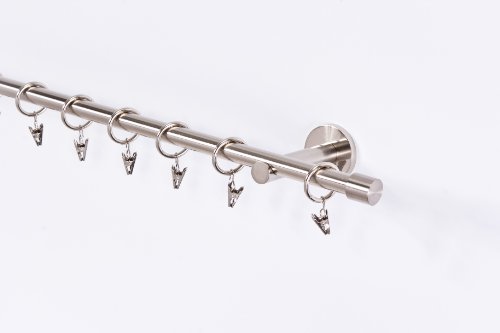 Gardinenstange 16mm 1-Lauf Edelstahloptik Metall, 180 - 4