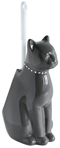 Gelco 707362 Tiere Toilettenbürstenhalter Katze Keramik und Kunststoff Carbon 28 x 16 x 12,5 cm