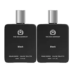 The Man Company Black EDT For Men | Premium Long Lasting Fragrance Spray | Perfume For Men | Perfect Gift Set for Husband, Boyfriend - 50ml*2